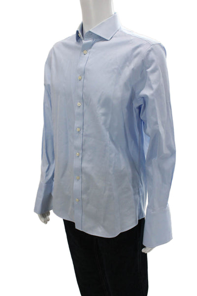 Charles Tyrwhitt Mens Cotton Collared Long Sleeve Button-Down Shirt Blue Size 41