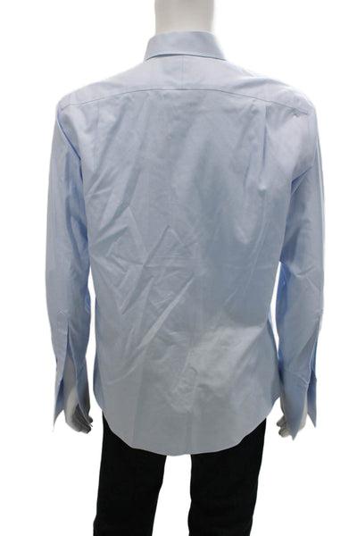 Charles Tyrwhitt Mens Cotton Collared Long Sleeve Button-Down Shirt Blue Size 41