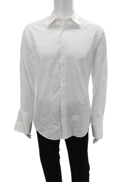 Charles Tyrwhitt Mens Cotton Collared Slim Fit Button-Down Shirt White Size 41