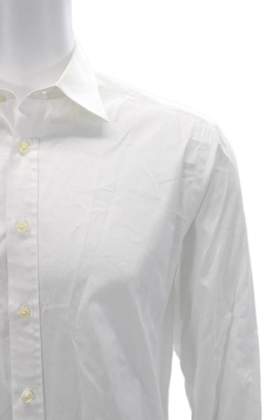 Charles Tyrwhitt Mens Cotton Collared Slim Fit Button-Down Shirt White Size 41
