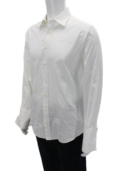Charles Tyrwhitt Mens Cotton Collared Slim Fit Button-Down Shirt White Size 41
