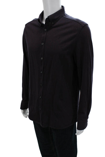 Charles Tyrwhitt Mens Cotton Long Sleeve Button-Down Shirt Red Size L