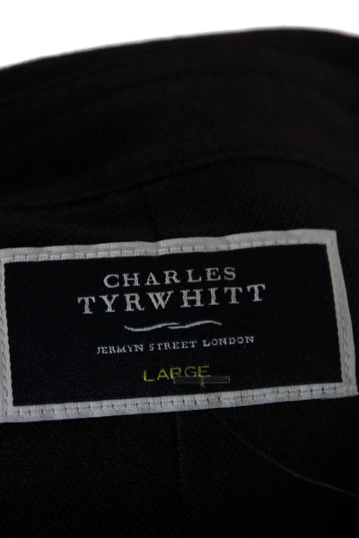 Charles Tyrwhitt Mens Cotton Long Sleeve Button-Down Shirt Red Size L