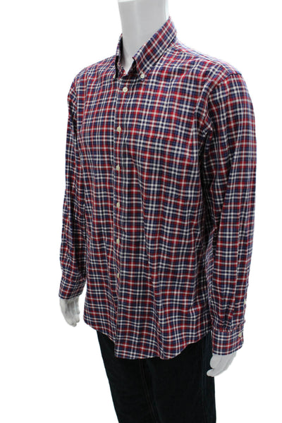 Brooks Brothers Mens Checkered Collared Long Sleeve Button-Down Shirt Red Size L
