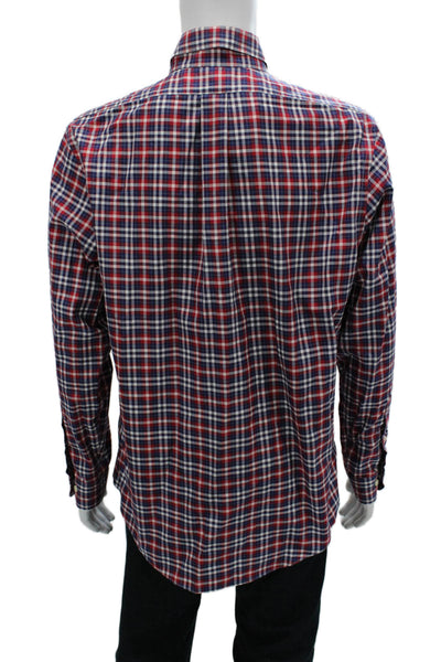 Brooks Brothers Mens Checkered Collared Long Sleeve Button-Down Shirt Red Size L