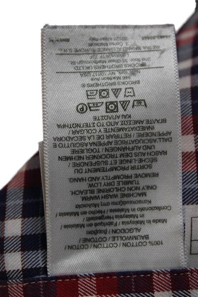 Brooks Brothers Mens Checkered Collared Long Sleeve Button-Down Shirt Red Size L