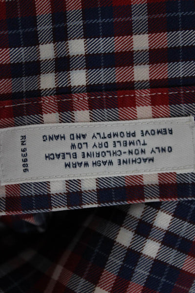 Brooks Brothers Mens Checkered Collared Long Sleeve Button-Down Shirt Red Size L