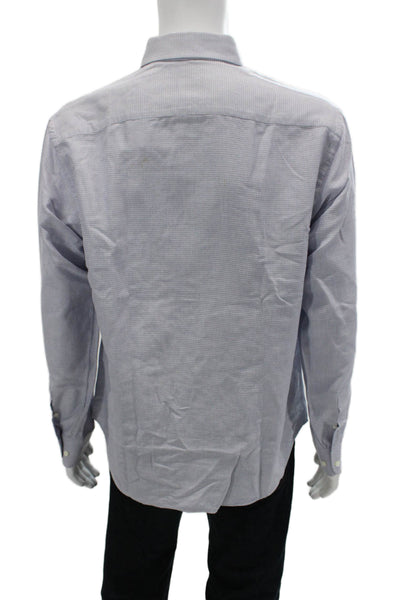 Armani Collezioni Mens Cotton Collared Long Sleeve Button-Down Shirt Blue Size L