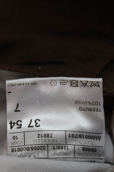 Canali Men Dress Pants Brown 100% Wool Size 54