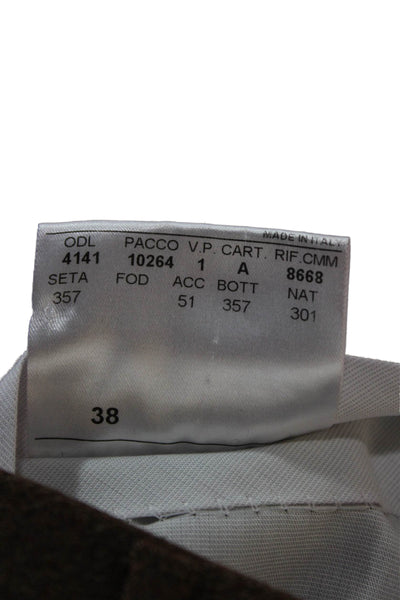 Canali Men Dress Pants Brown 100% Wool Size 54