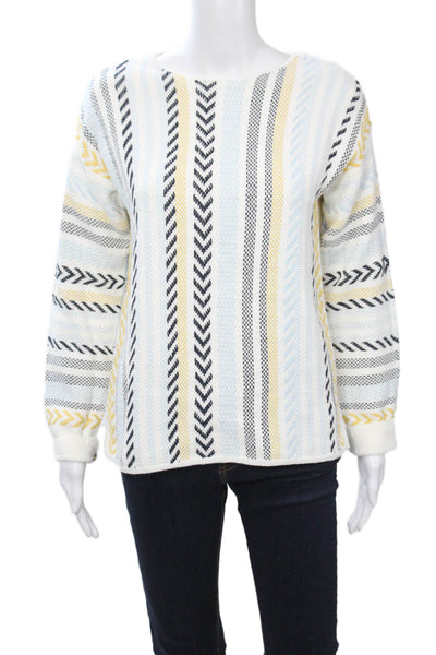 Renuar Unisex Black Herringbone Cotton Pullover Round Neck Long Sleeve Size S