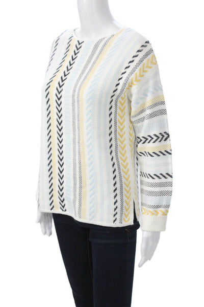 Renuar Unisex Black Herringbone Cotton Pullover Round Neck Long Sleeve Size S