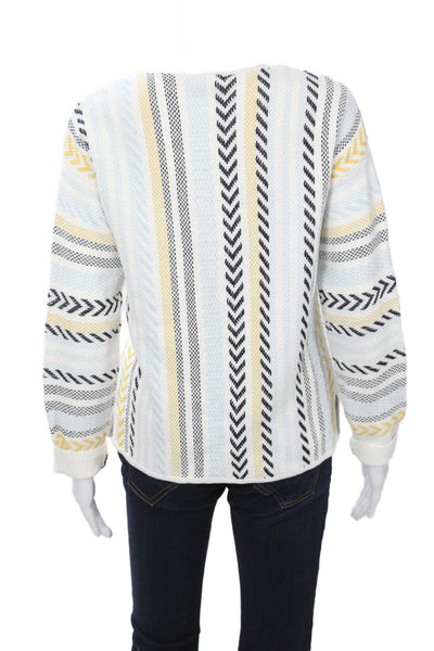 Renuar Unisex Black Herringbone Cotton Pullover Round Neck Long Sleeve Size S