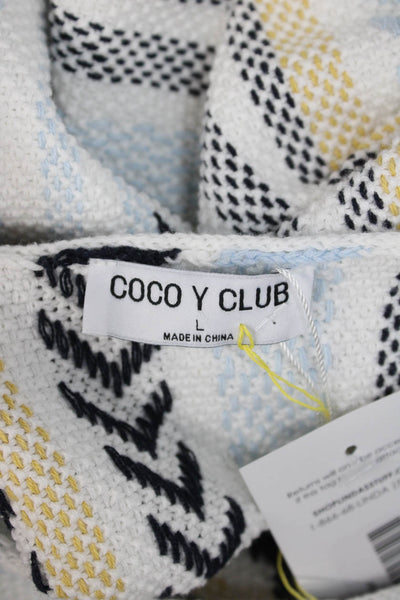 Coco Y Club Unisex Pullover Sweaters Black Cotton Herringbone Aztec Size L