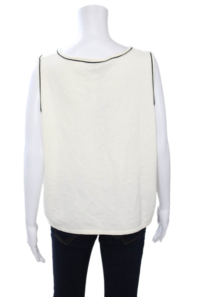 Renuar Women Basic White Cotton Stretch Tank Sleeveless Round Neck Size XL