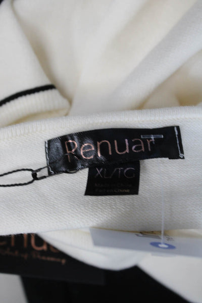 Renuar Women Basic White Cotton Stretch Tank Sleeveless Round Neck Size XL