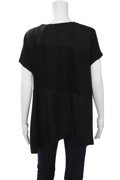 Renuar Womens Tunic Short Sleeve Crew Neck Black Polyester Size L