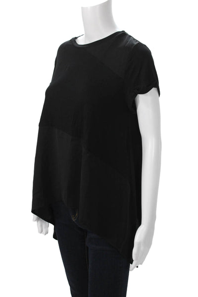 Renuar Women Tunic T-Shirt Black Crew Neck Short Sleeve Polyester Petite Size S