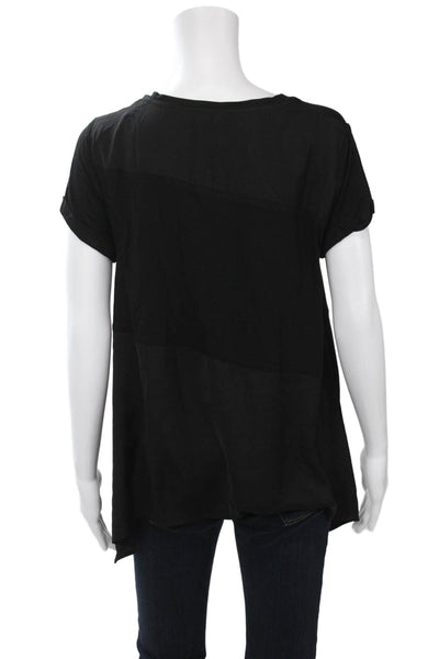 Renuar Women Tunic T-Shirt Black Crew Neck Short Sleeve Polyester Petite Size S