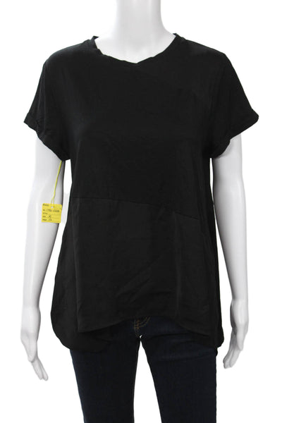 Renuar Womens Basic Tunic T Shirt Black Short Sleeve Polyester Size M