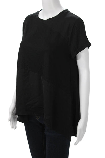 Renuar Womens Basic Tunic T Shirt Black Short Sleeve Polyester Size M