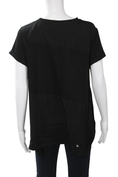 Renuar Womens Basic Tunic T Shirt Black Short Sleeve Polyester Size M