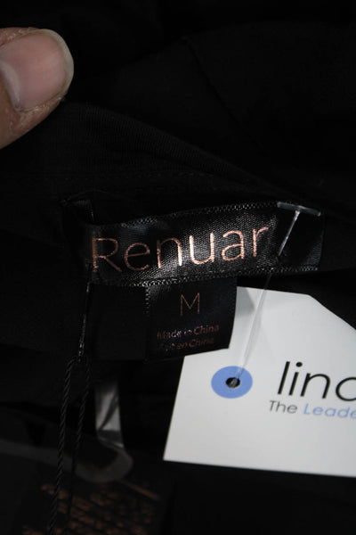 Renuar Womens Basic Tunic T Shirt Black Short Sleeve Polyester Size M