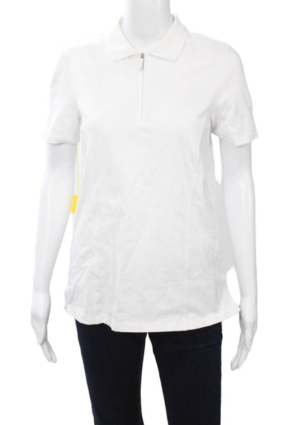 Renuar Women Basic Collared Polo Short Sleeve White 95%Cotton 5%Spandex Size XS