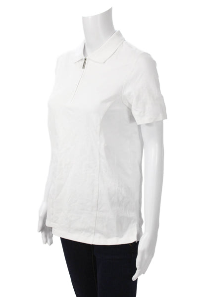 Renuar Women Basic Collared Polo Short Sleeve White 95%Cotton 5%Spandex Size XS