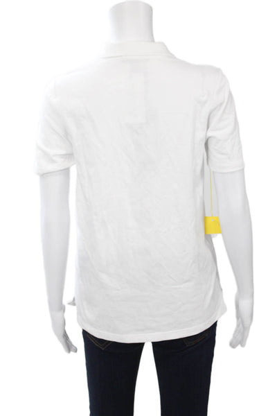 Renuar Women Basic Collared Polo Short Sleeve White 95%Cotton 5%Spandex Size XS