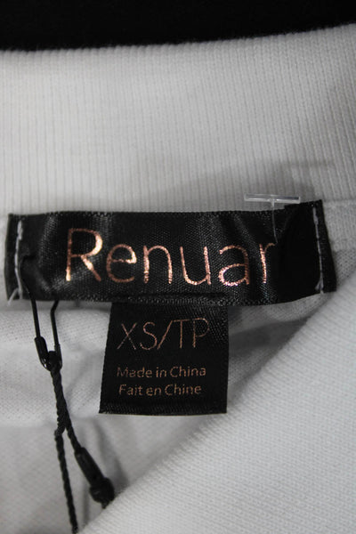 Renuar Women Basic Collared Polo Short Sleeve White 95%Cotton 5%Spandex Size XS
