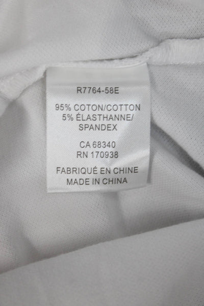 Renuar Women Basic Collared Polo Short Sleeve White 95%Cotton 5%Spandex Size XS