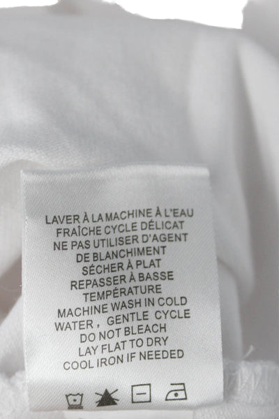 Renuar Women Basic Polo Short Sleeve Collared Zip White Cotton Stretch Size M