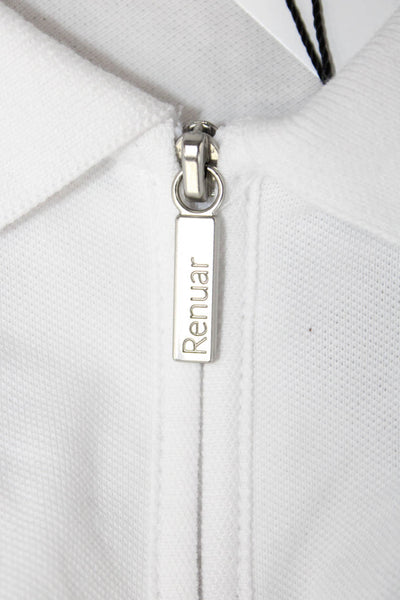 Renuar Womens Basic White Collared Short Sleeve Polo Cotton Spandex Size S