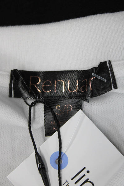 Renuar Womens Basic White Collared Short Sleeve Polo Cotton Spandex Size S