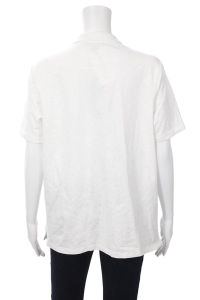 Renuar Womens Basic White Collared Short Sleeve Polo Cotton Spandex Size L