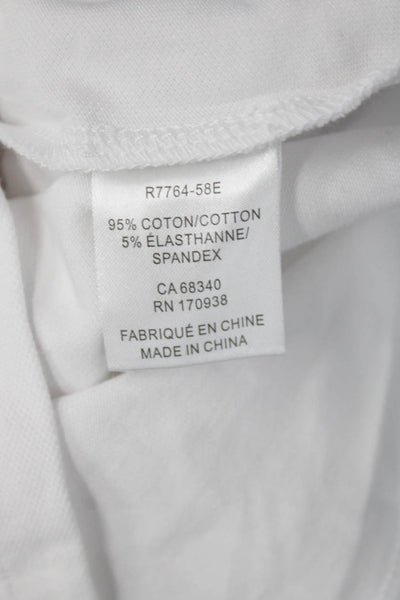 Renuar Womens Basic White Collared Short Sleeve Polo Cotton Spandex Size L