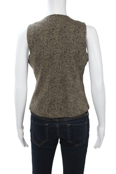Renuar Womens Beige Herringbone V-Neck Sleeveless Vest Size XS