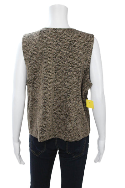 Renuar Women V-Neck Herringbone Beige Sleeveless Vest Size XL
