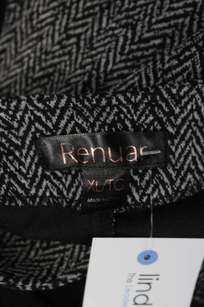 Renuar Women Black Herringbone V-Neck Sleeveless Vest Size XL