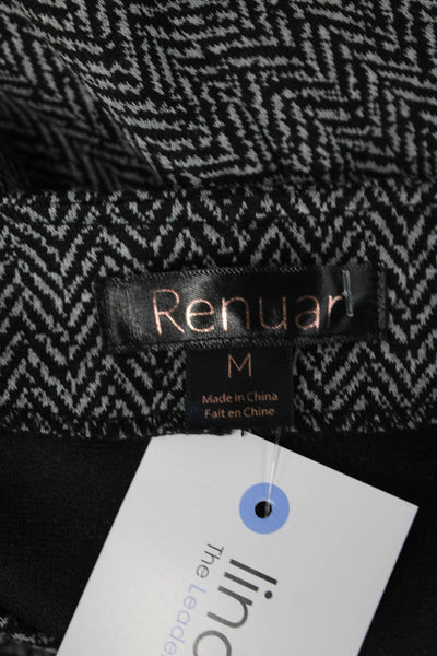 Renuar Womens Sleeveless Herringbone V-Neck Button Vest Black Size M