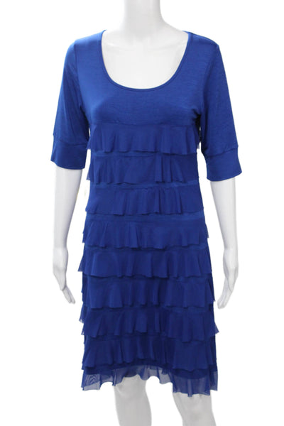 Isle By Melis Kozan Women Shift Dress Blue 3/4 Sleeve Knee Length Size S