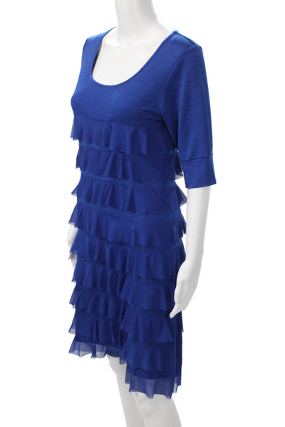 Isle By Melis Kozan Women Shift Dress Blue 3/4 Sleeve Knee Length Size S