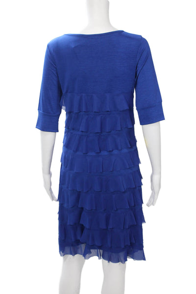 Isle By Melis Kozan Women Shift Dress Blue 3/4 Sleeve Knee Length Size S