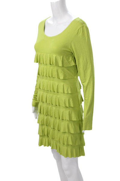 Isle Womens Shift Dress Long Sleeve Round Neck Green Size S