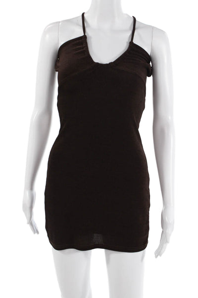 Peppermayo Womens Bodycon Mini Dress Black V-Neck Drawstring Size 4