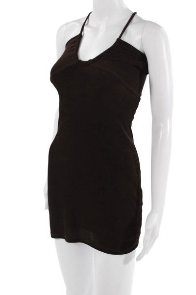 Peppermayo Womens Bodycon Mini Dress Black V-Neck Drawstring Size 4