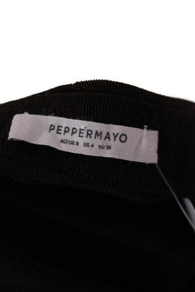 Peppermayo Womens Bodycon Mini Dress Black V-Neck Drawstring Size 4