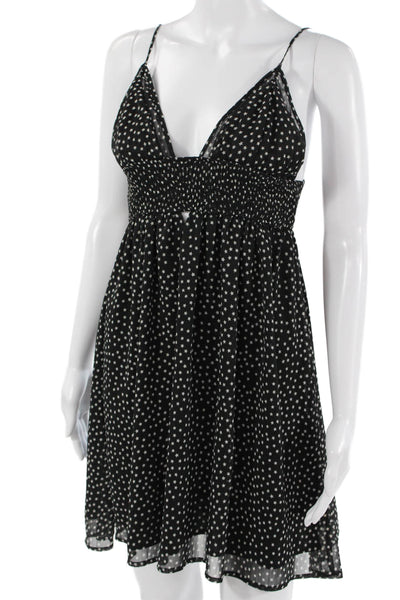We're All Pretty Girls Women Sundress Black V Neck Sleeveless Stars Short Size S