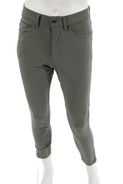Lululemon Unisex Army Green Cropped Ankle Pants Nylon Button Size 28